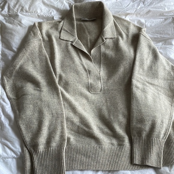 Everlane cashmere polo sweater in tan - Picture 3 of 4